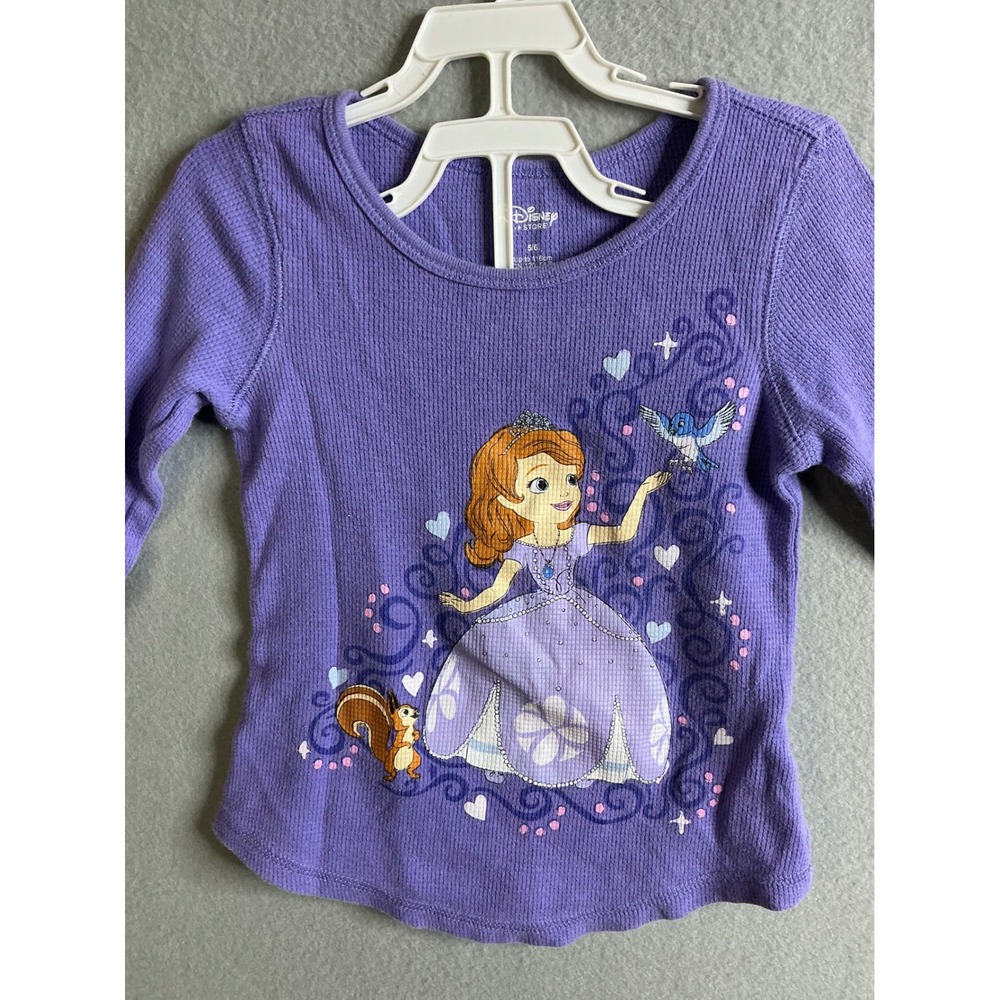 Disney Store Tee Shirt Girls 5/6 Long Sleeve Shirt Purple Top‎